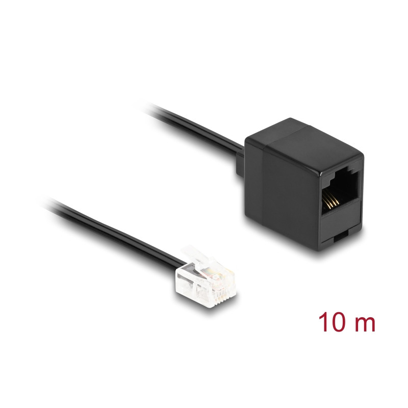 Delock Telefonkabel RJ11 Stecker zu RJ45 Buchse schwarz 10 m