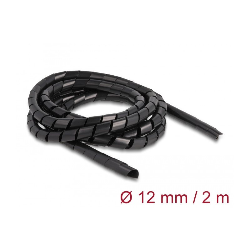 Delock Spiralschlauch flexibel 2 m x 12 mm schwarz