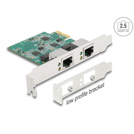 Delock PCI Express x1 Netzwerkkarte 2,5 Gigabit LAN 2 x RJ45 RTL8125