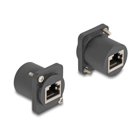 Delock D-Typ Modul RJ45 Buchse zu Buchse mit Schrauben schwarz
