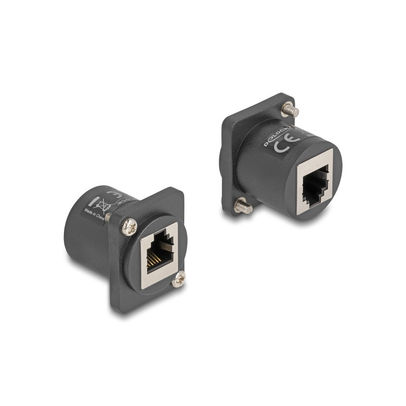 Delock D-Typ Modul RJ12 Buchse zu Buchse mit Schrauben schwarz