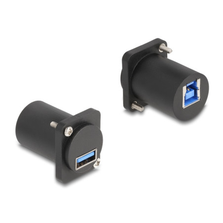 Delock D-Typ Modul USB 5 Gbps Typ-A Buchse zu Typ-B Buchse mit Schrauben schwarz