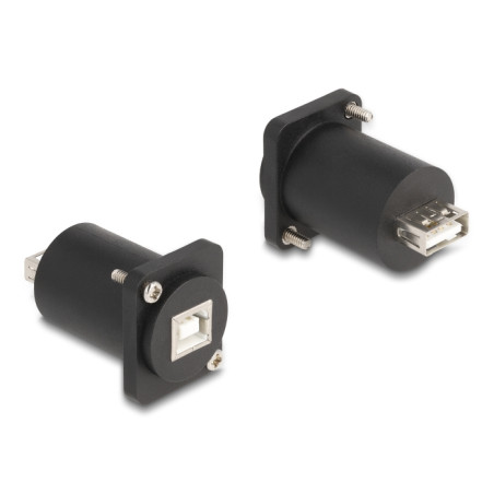 Delock D-Typ Modul USB 2.0 Typ-B Buchse zu Typ-A Buchse mit Schrauben schwarz