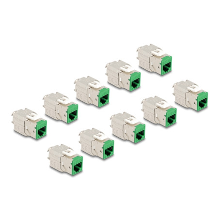Delock Keystone Modul RJ45 Buchse zu LSA Cat.6A werkzeugfrei grün Set 10 Stück