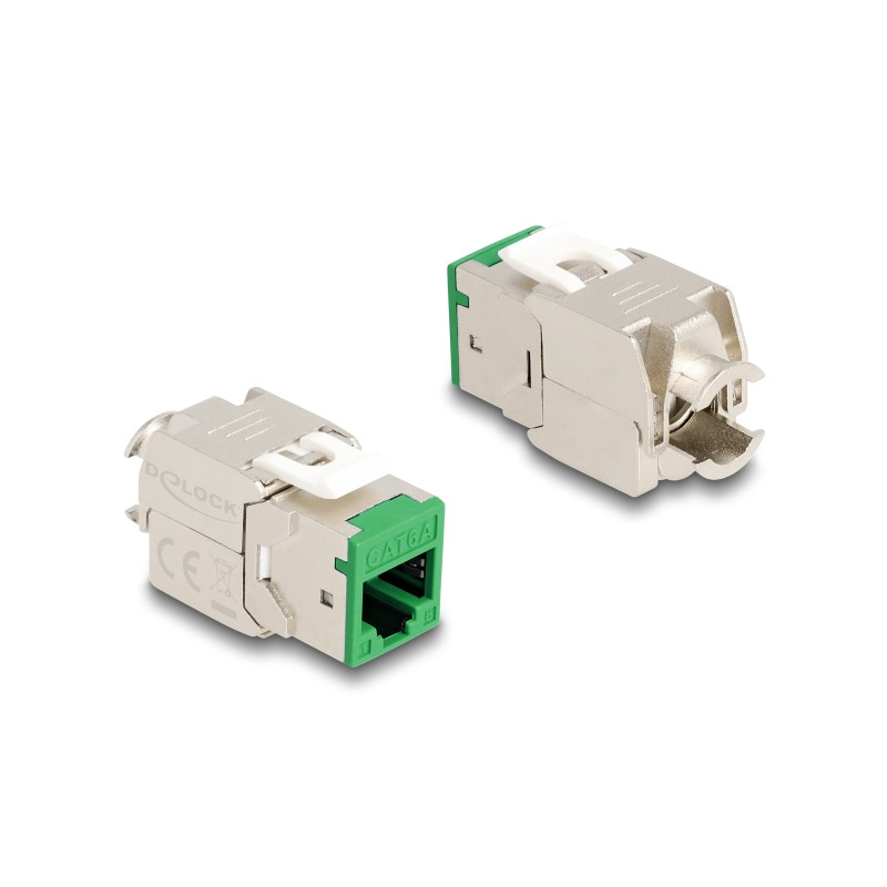 Delock Keystone Modul RJ45 Buchse zu LSA Cat.6A werkzeugfrei grün Set 10 Stück