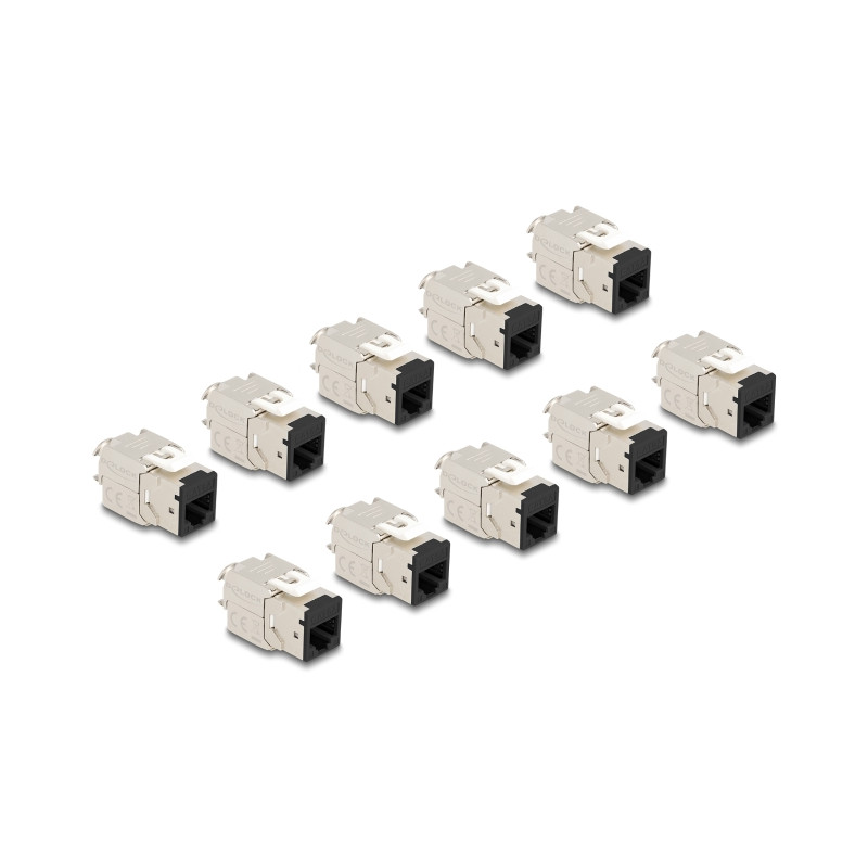 Delock Keystone Modul RJ45 Buchse zu LSA Cat.6A werkzeugfrei schwarz Set 10 Stück