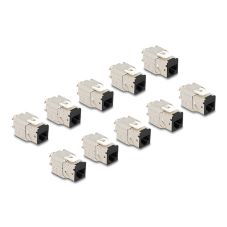 Delock Keystone Modul RJ45 Buchse zu LSA Cat.6A werkzeugfrei schwarz Set 10 Stück