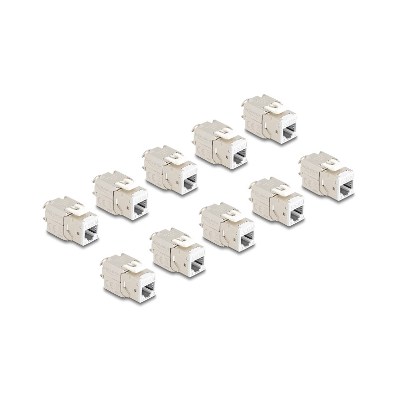 Delock Keystone Modul RJ45 Buchse zu LSA Cat.6A werkzeugfrei weiß Set 10 Stück