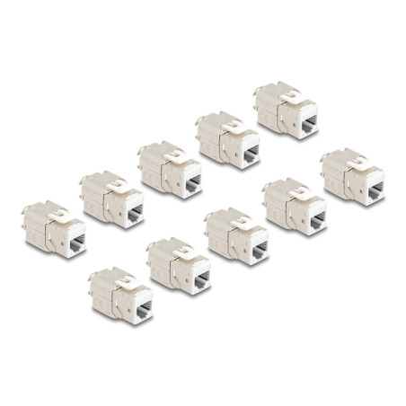 Delock Keystone Modul RJ45 Buchse zu LSA Cat.6A werkzeugfrei weiß Set 10 Stück