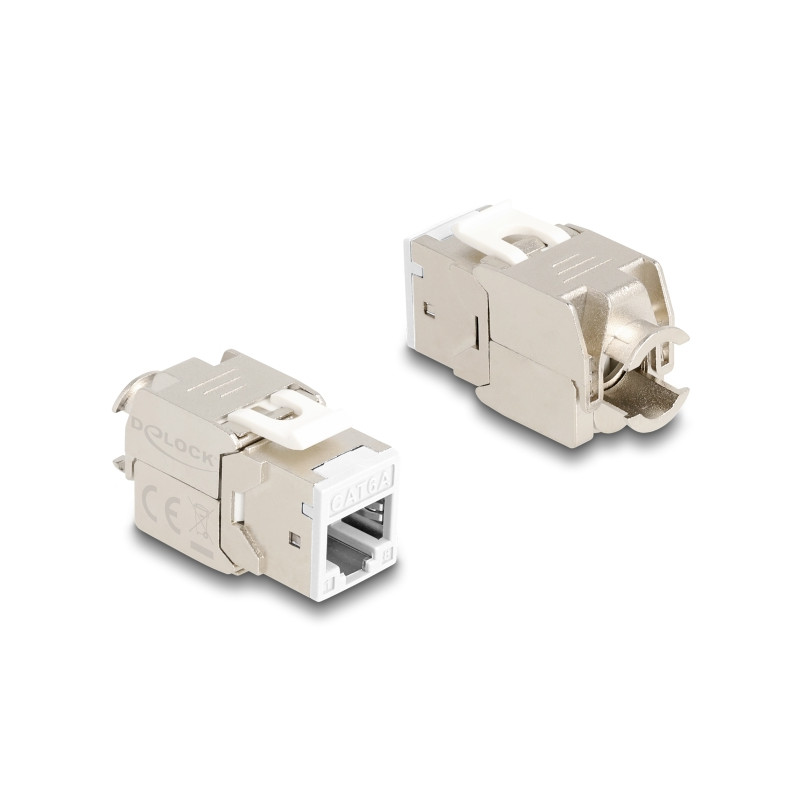 Delock Keystone Modul RJ45 Buchse zu LSA Cat.6A werkzeugfrei weiß Set 10 Stück