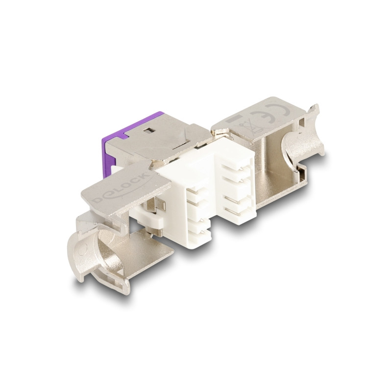 Delock Keystone Modul RJ45 Buchse zu LSA Cat.6A werkzeugfrei violett Set 10 Stück