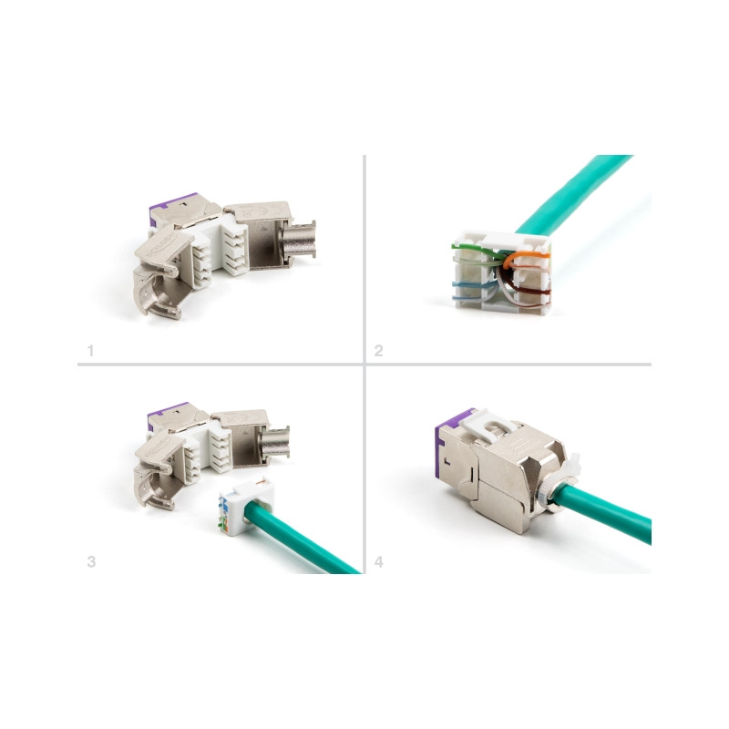 Delock Keystone Modul RJ45 Buchse zu LSA Cat.6A werkzeugfrei violett Set 10 Stück