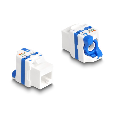 Delock Keystone Modul RJ45 Buchse zu LSA Cat.6A werkzeugfrei mit blauen Drehverschluss