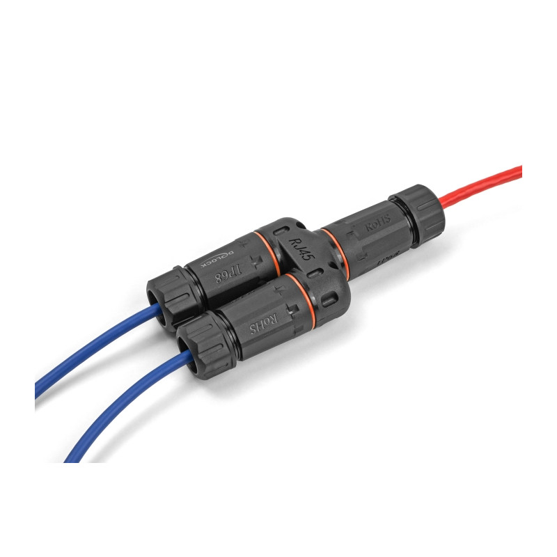 Delock Kabelverbinder Y-Adapter RJ45 Buchse zu 2 x RJ45 Buchse Cat.6 IP68 staub- und wasserdicht Outdoor