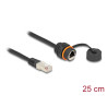 Delock Kabel RJ45 Stecker zu RJ45 Buchse Cat.6A zum Einbau mit M20 Gewinde und Verschlusskappe IP68 staub- und wasserdicht 25 cm