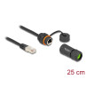 Delock Kabel RJ45 Stecker zu RJ45 Buchse Cat.6A zum Einbau mit M20 Gewinde und Gehäuse IP68 staub- und wasserdicht 25 cm schwarz