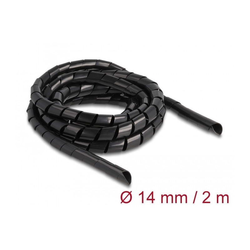 Delock Spiralschlauch flexibel 2 m x 14 mm schwarz