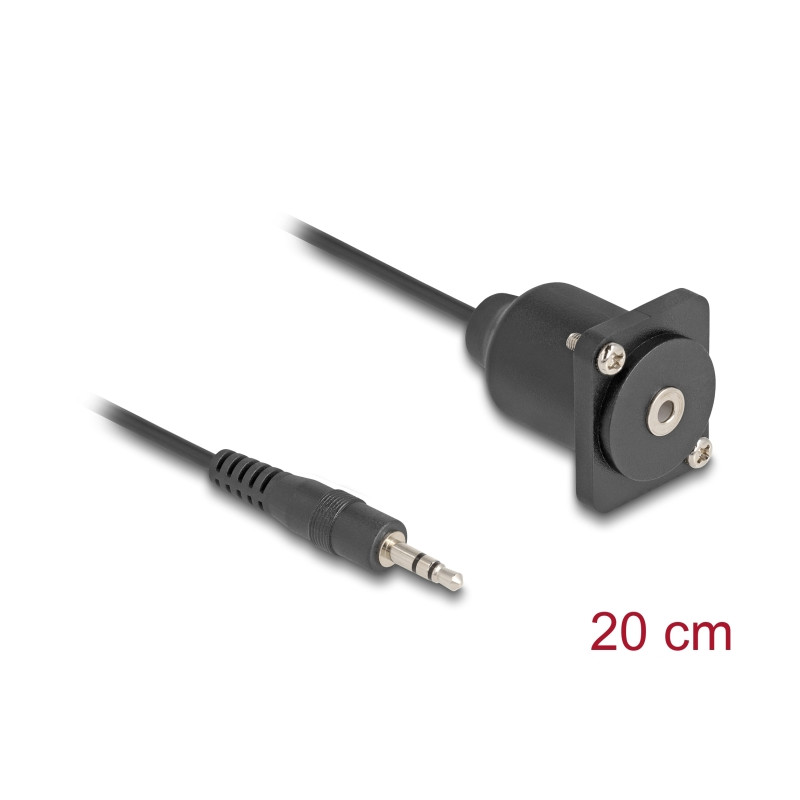 Delock D-Typ Kabel 3,5 mm 3 Pin Klinkenstecker zu Buchse schwarz 20 cm