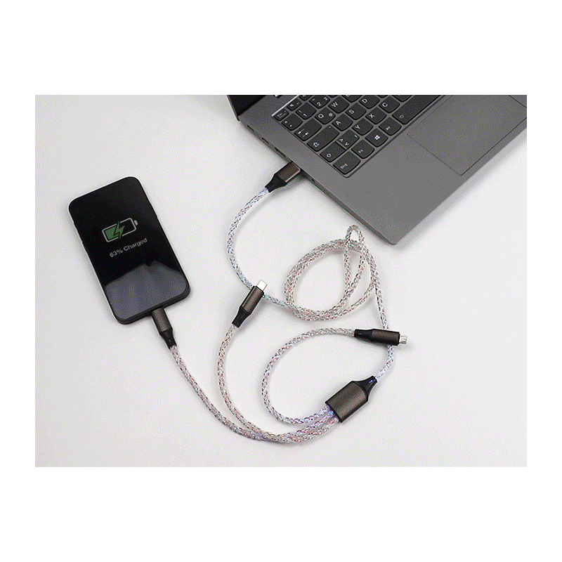Delock USB RGB Ladekabel 3 in 1 Typ-A zu Lightning™ / Micro USB / USB Type-C™ 1,20 m