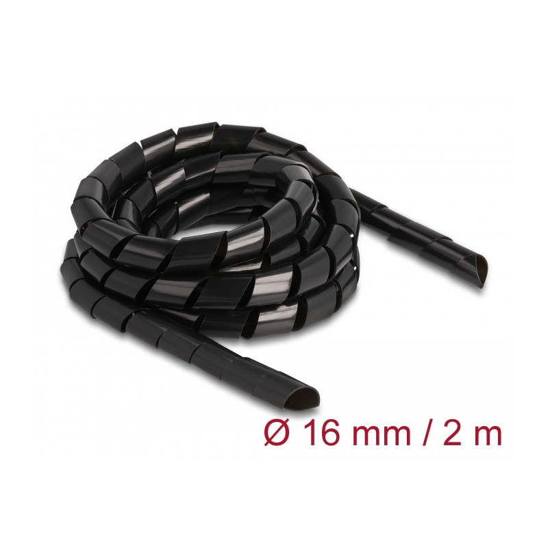 Delock Spiralschlauch flexibel 2 m x 16 mm schwarz