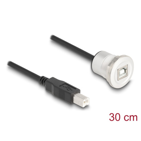 Delock USB 2.0 Typ-B Einbaubuchse mit Kabelpeitsche Stecker 30 cm Aluminium