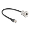 Delock RJ45 Einbaubuchse mit Kabelpeitsche Stecker Cat.5e STP 30 cm Aluminium