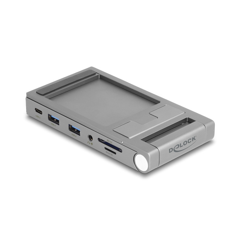 Delock Tablet und Notebook Dockingstation 4K mit integrierter Halterung - HDMI / USB / Hub / SD / Micro SD / PD 3.0 - klappbar