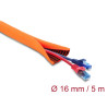Delock Kabelschutzschlauch mit schwarzer Verschleißanzeige selbstschließend doppellagig 5 m x 16 mm orange