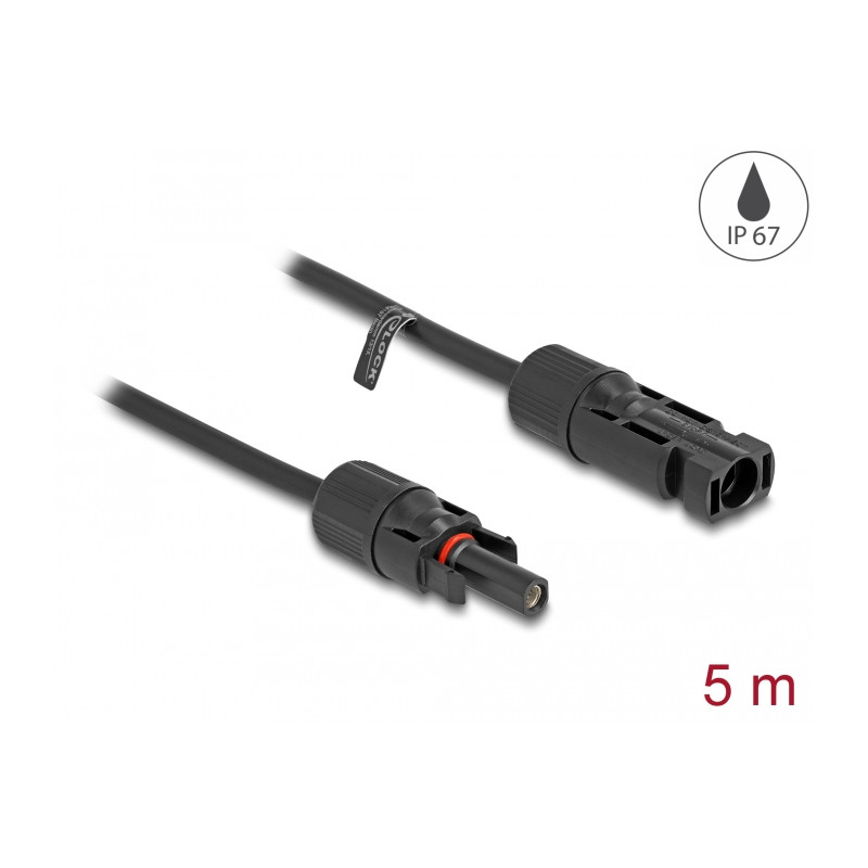 Delock DL4 Solar Kabel 6 mm² Stecker zu Buchse 5 m schwarz