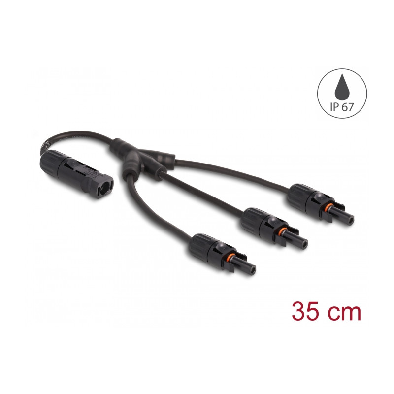 Delock DL4 Solar Splitter Kabel 1 x Stecker zu 3 x Buchse 35 cm schwarz