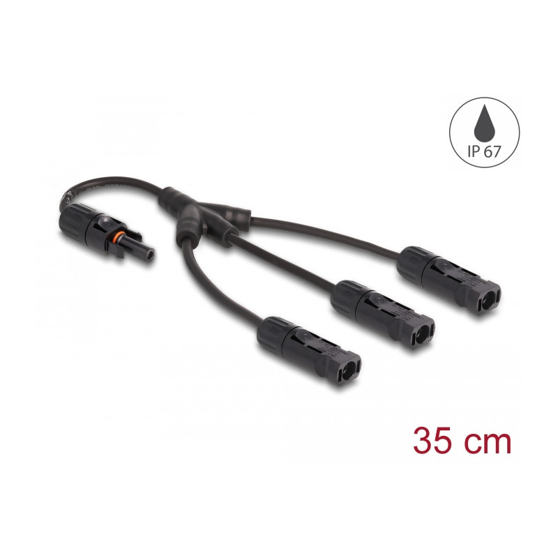 Delock DL4 Solar Splitter Kabel 1 x Buchse zu 3 x Stecker 35 cm schwarz