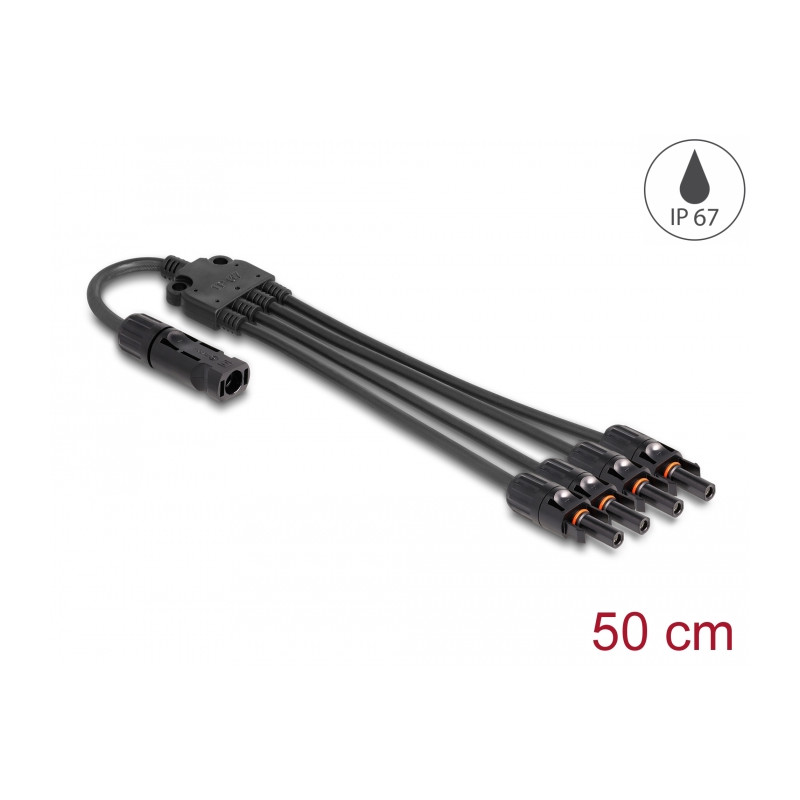 Delock DL4 Solar Splitter Kabel 1 x Stecker zu 4 x Buchse 50 cm schwarz
