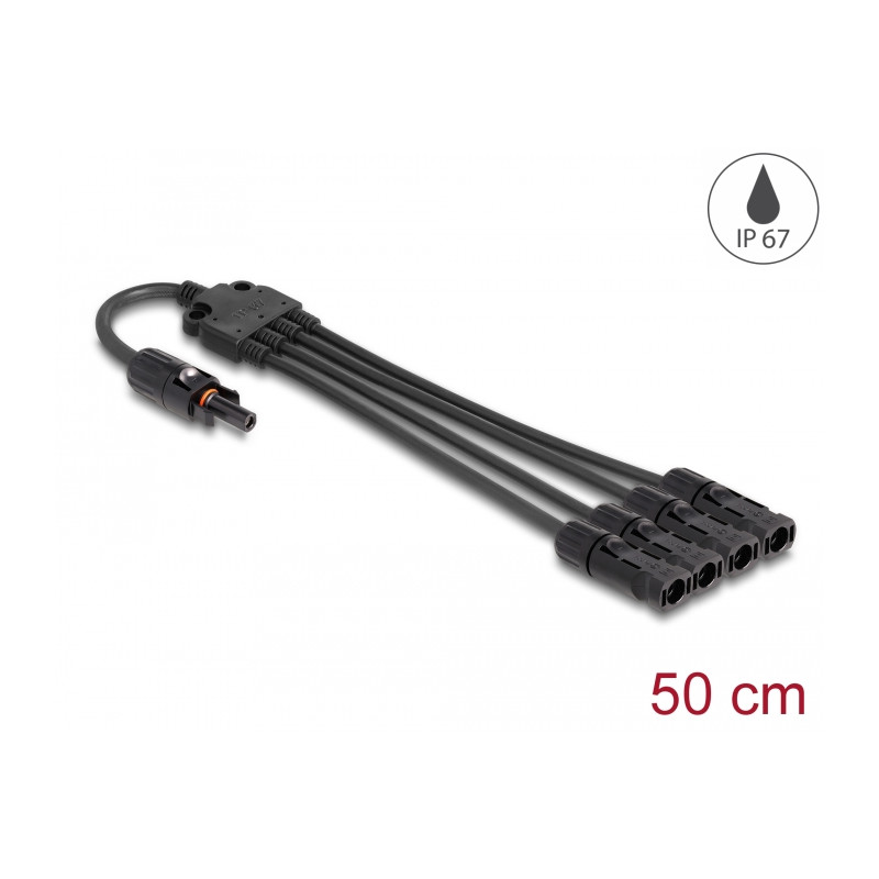 Delock DL4 Solar Splitter Kabel 1 x Buchse zu 4 x Stecker 50 cm schwarz