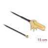 Delock Antennenkabel SMA 90° PCB Buchse zum Einbau zu I-PEX Inc., MHF® I Stecker 1.13 15 cm Gewindelänge 15 mm