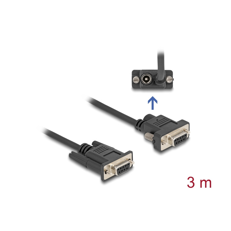 Delock Seriell Kabel RS-232 D-Sub9 Buchse zu D-Sub9 Buchse Stromanschluss an Pin 9 3 m