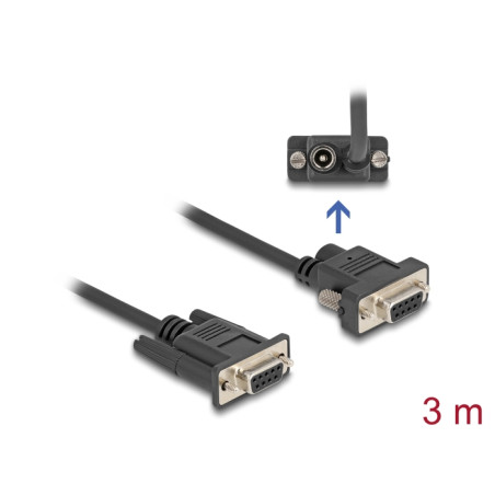 Delock Seriell Kabel RS-232 D-Sub9 Buchse zu D-Sub9 Buchse Stromanschluss an Pin 9 3 m