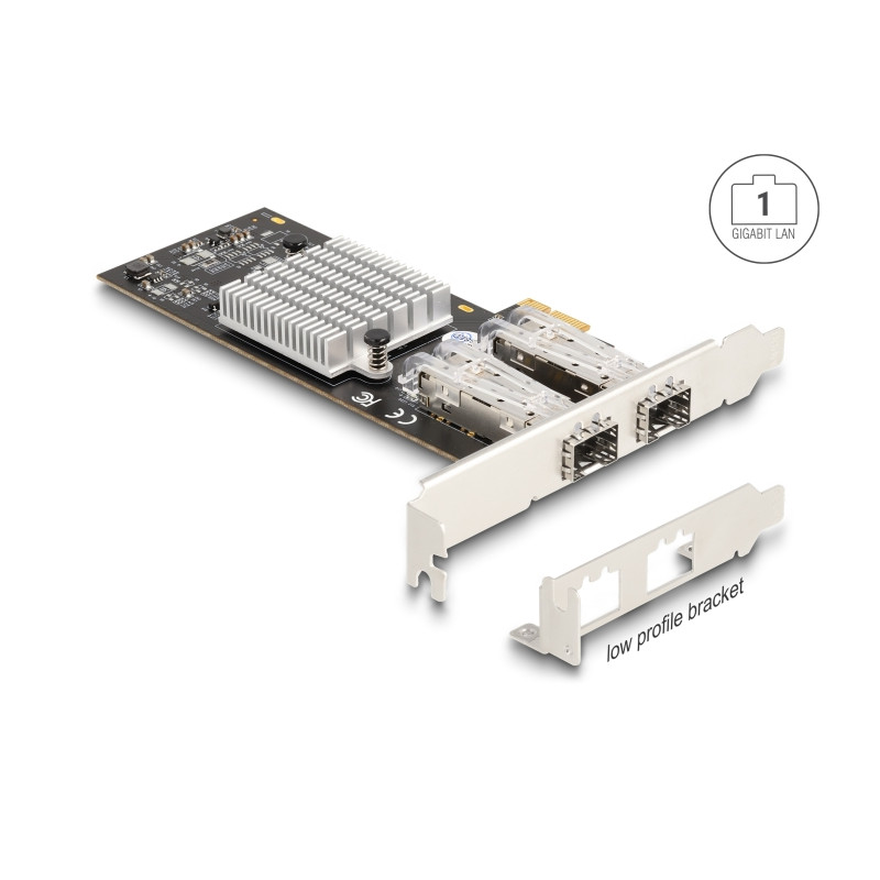 Delock PCI Express x1 Netzwerkkarte Gigabit LAN 2 x SFP i350