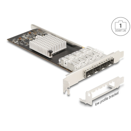Delock PCI Express x4 Netzwerkkarte Gigabit LAN 4 x SFP i350