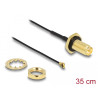 Delock Antennenkabel RP-SMA Buchse zum Einbau zu I-PEX Inc., MHF® I Stecker 1.13 35 cm Gewindelänge 10 mm spritzwassergeschützt