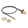 Delock Antennenkabel RP-SMA Buchse zum Einbau zu I-PEX Inc., MHF® I Stecker 1.13 35 cm Gewindelänge 10 mm spritzwassergeschützt