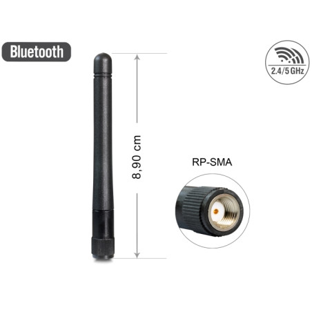 Delock WLAN 802.11 ac/a/b/g/n Antenne RP-SMA 3 dBi omnidirektional starr spritzwassergeschützt