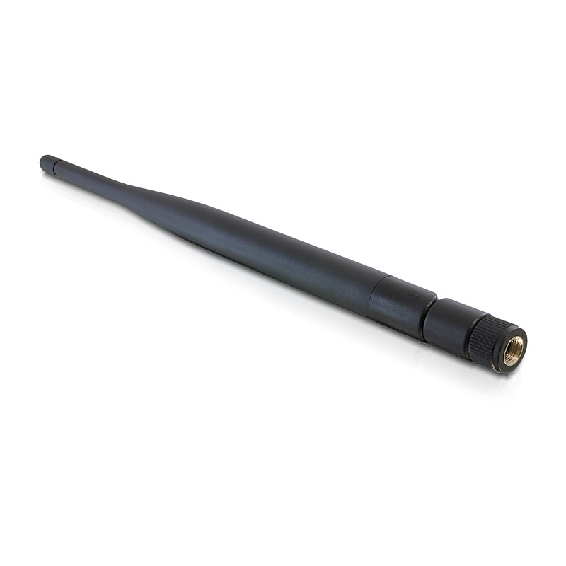 Delock WLAN 802.11 b/g/n Antenne RP-SMA Stecker 5 dBi omnidirektional mit Kippgelenk schwarz