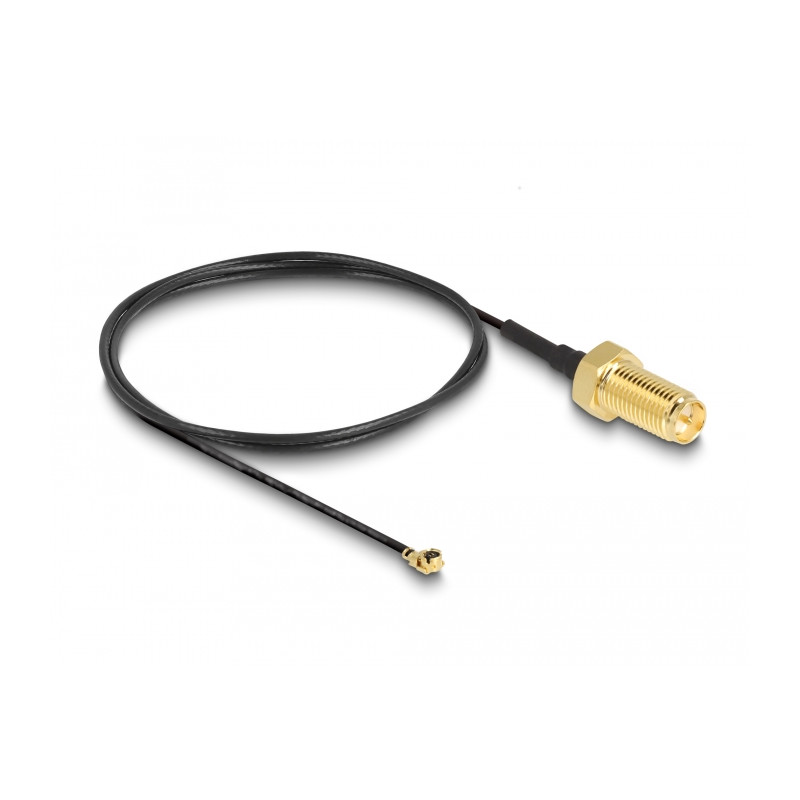 Delock Antennenkabel RP-SMA Buchse zum Einbau zu I-PEX Inc., MHF® I Stecker 1.13 50 cm Gewindelänge 10 mm