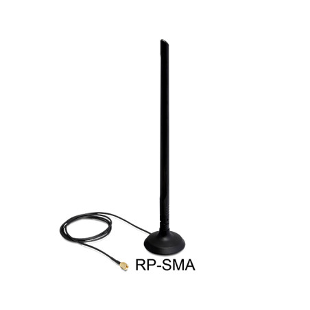 Delock WLAN 802.11 b/g/n Antenne RP-SMA 7 dBi omnidirektional Gelenk mit magnetischem Standfuß