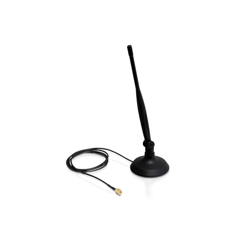 Delock WLAN 802.11 b/g/n Antenne RP-SMA 4 dBi omnidirektional Gelenk ULA100 1 m mit magnetischem Standfuß