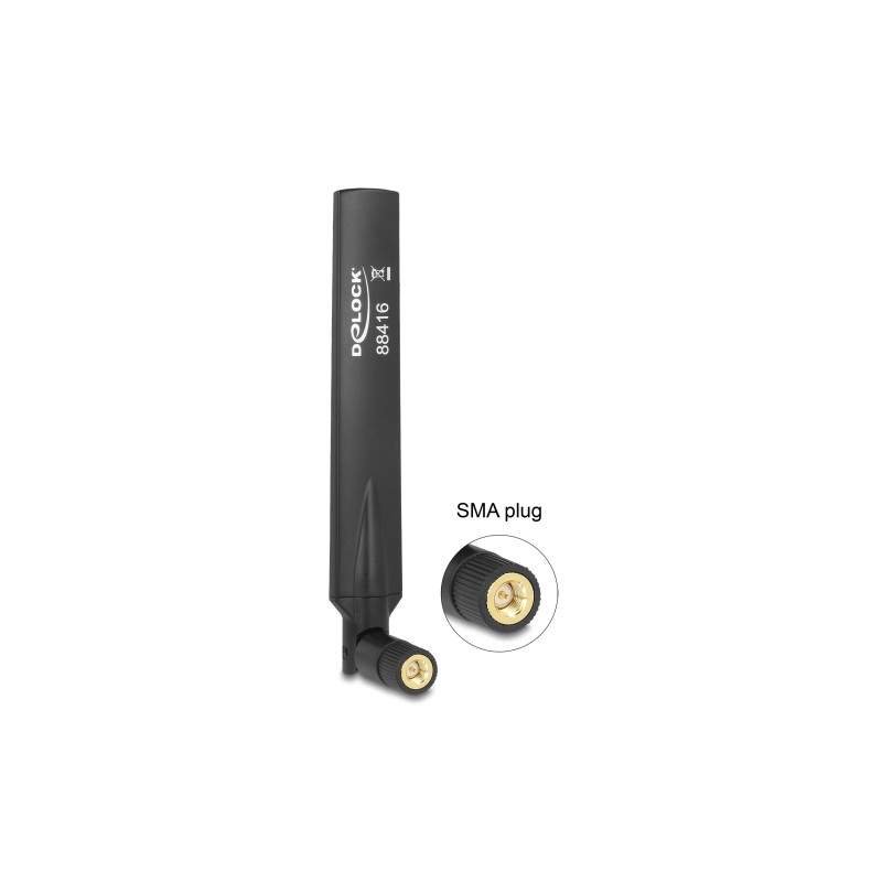 Delock GSM / UMTS Antenne SMA Stecker 1,0 - 3,5 dBi omnidirektional mit Kippgelenk schwarz