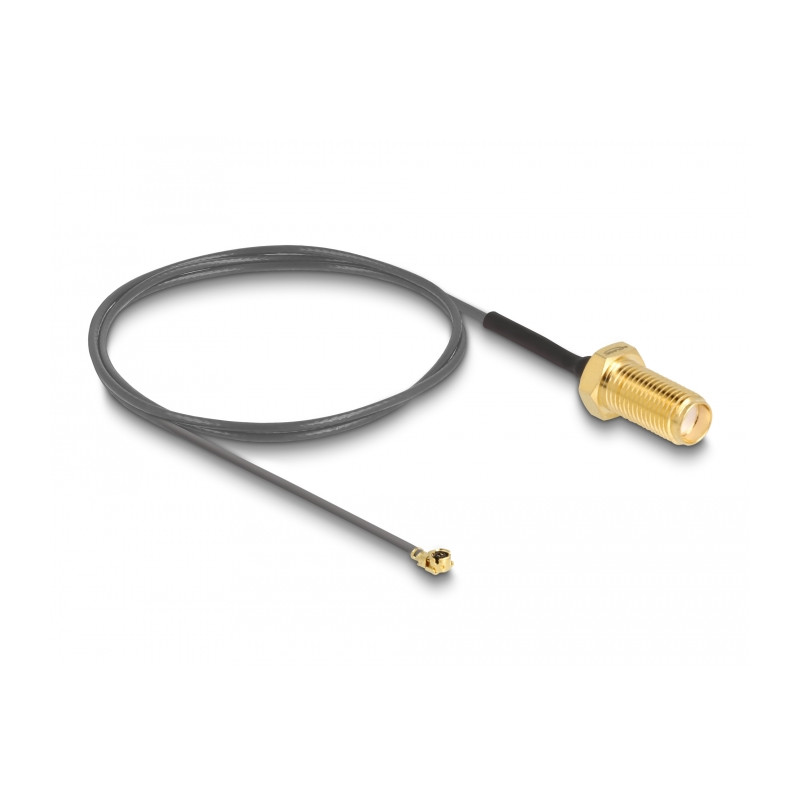 Delock Antennenkabel SMA Buchse zum Einbau zu I-PEX Inc., MHF® I Stecker 1.13 50 cm Gewindelänge 10 mm