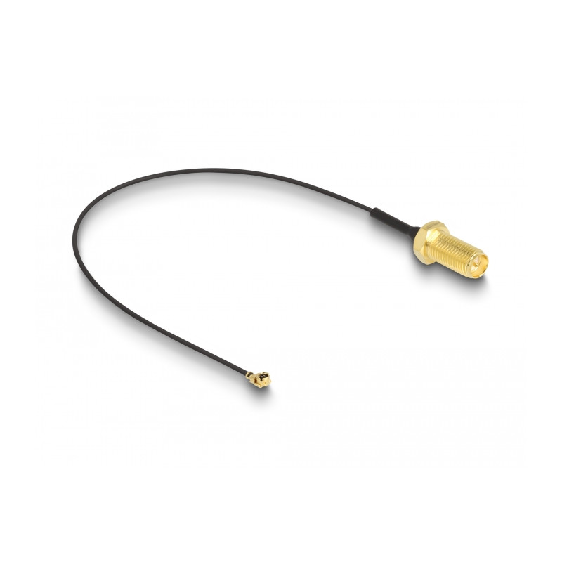 Delock Antennenkabel RP-SMA Buchse zum Einbau zu I-PEX Inc., MHF® I Stecker 1.13 20 cm Gewindelänge 10 mm