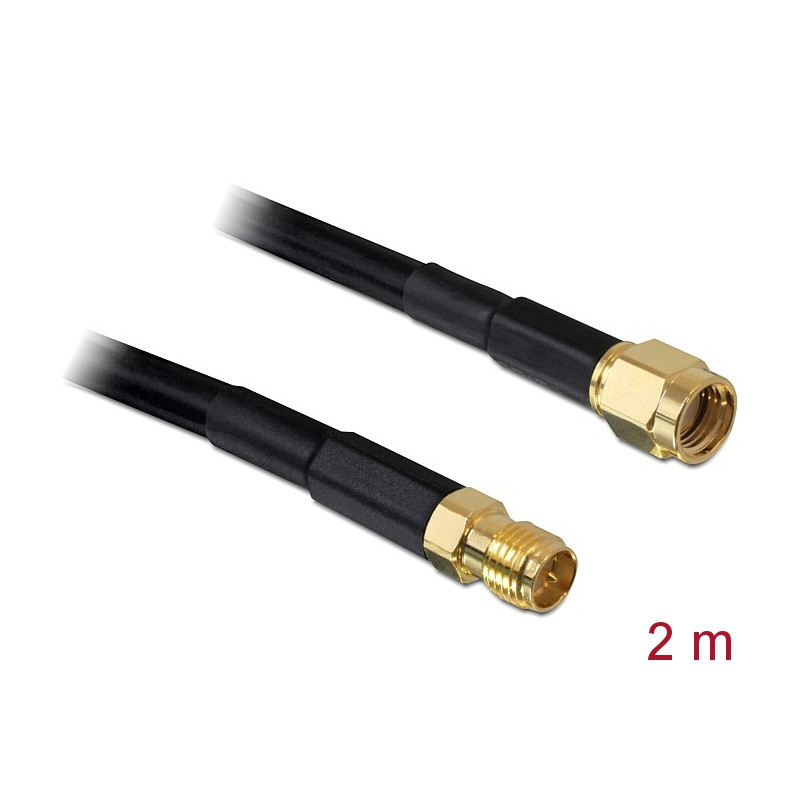 Delock Antennenkabel RP-SMA Stecker - RP-SMA Buchse CFD/RF200 2 m low loss