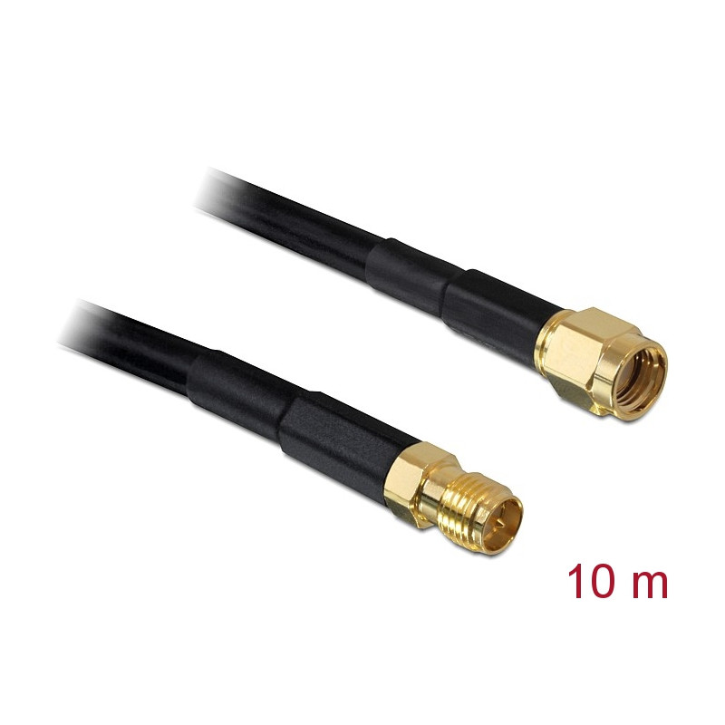 Delock Antennenkabel RP-SMA Stecker - RP-SMA Buchse CFD/RF200 10 m low loss